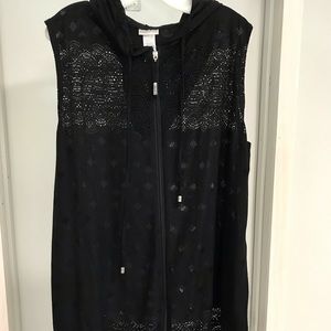 Black beach cover up with zipper